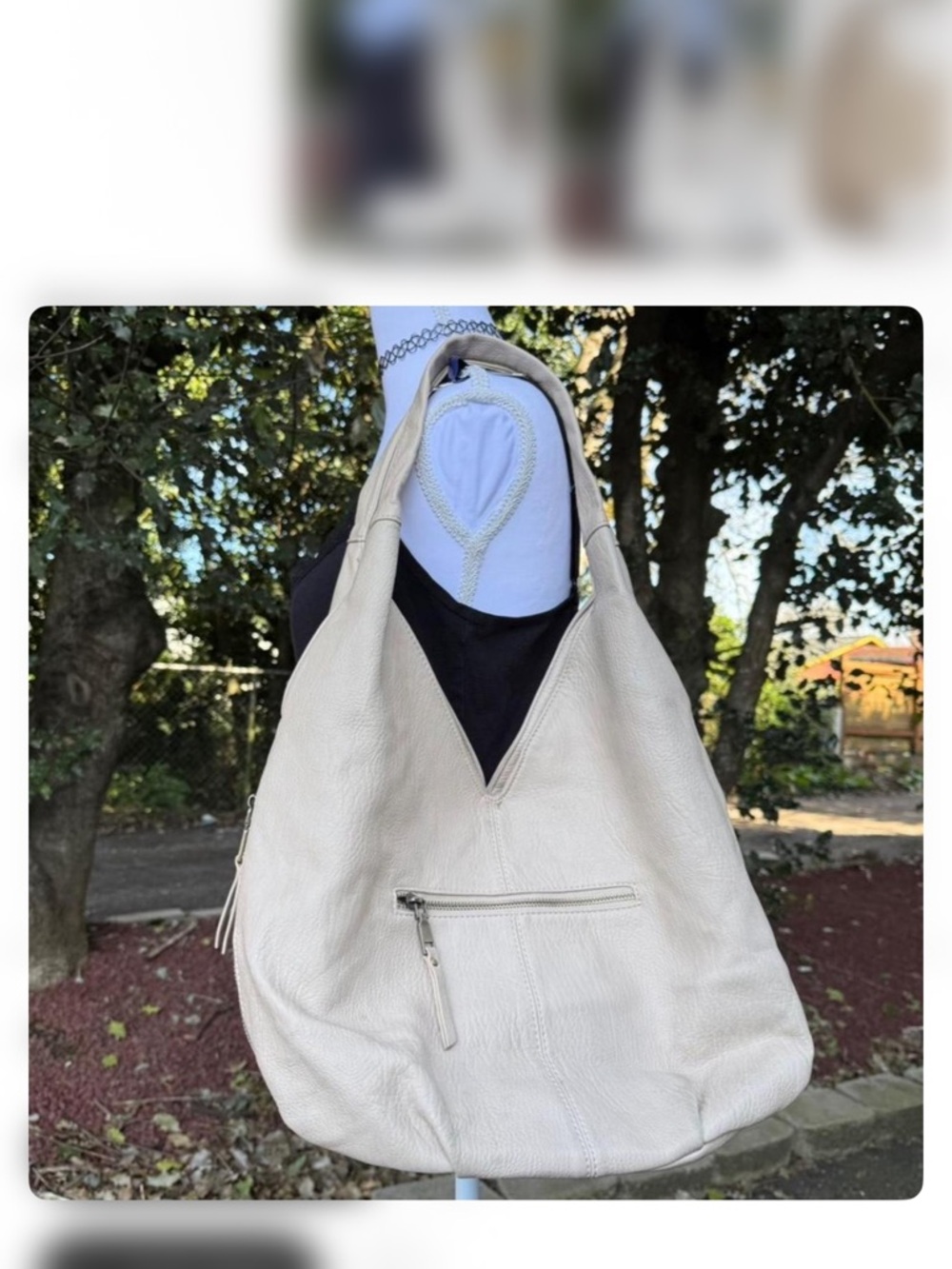 Antik Kraft Cream Leather Hobo Bag - Neutral Elegant Tote